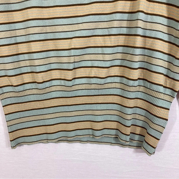 Kasper Square Neck Bow Detail Striped Tight Knit Vintage Inspired Sweater XL - Picture 4 of 10